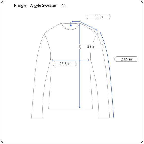 VTG‎ Wool V-Neck Argyle Sweater Men's L Pringle of Scotland Retro Grandpa - Picture 7 of 7